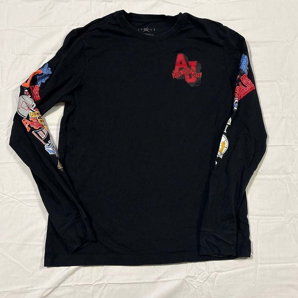 Air Jordan Multi-Logo Sticker Print Long Sleeve T-Shirt